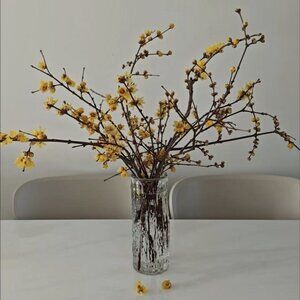 Clear Glass Vase for Flower Arrangements | Modern Textured Glass Vase for Home D